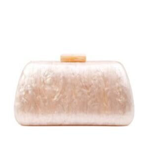 Peeptoe Evening Acrylic Apricot Peach Marble Clutch Purse with Crossbody Strap